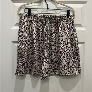 Maeve satin leopard shorts